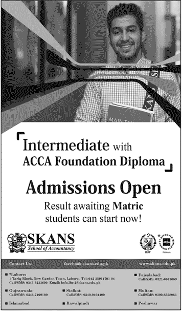 Skans School of Accountancy Admission 2023 in ACCA Foundation Course