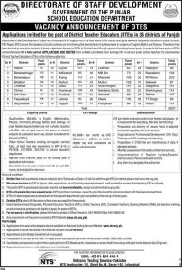 District Teacher Educators (DTEs) Jobs Punjab 2016, NTS Form, Result