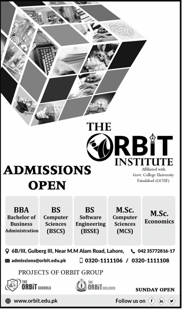 The Orbit Institute Lahore Admission 2024