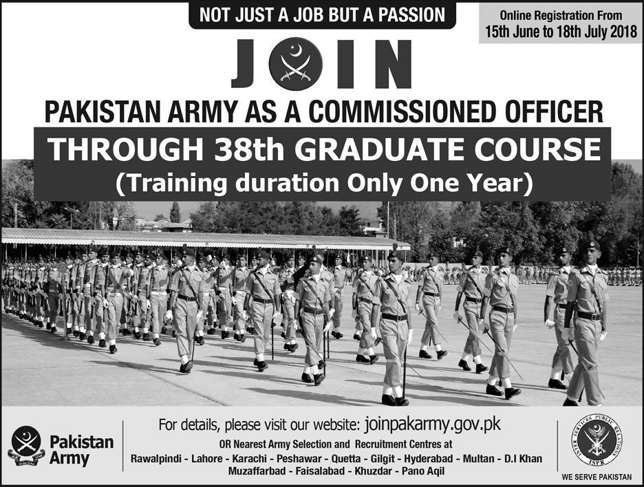 Join Pak Army Through 38th Graduate Course 2018