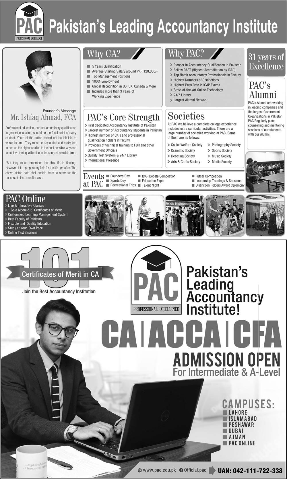 Professional Academy of Commerce PAC CA, ACCA, CFA Admission 2024