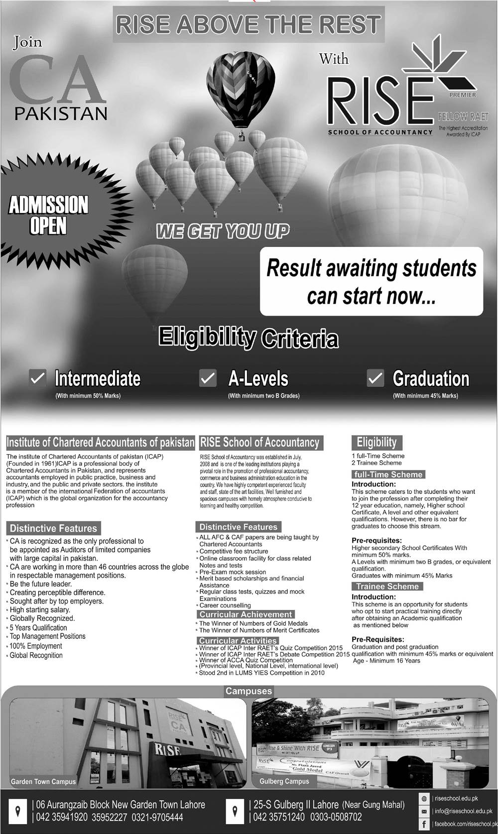 Rise School of Accountancy Lahore Admission 2024