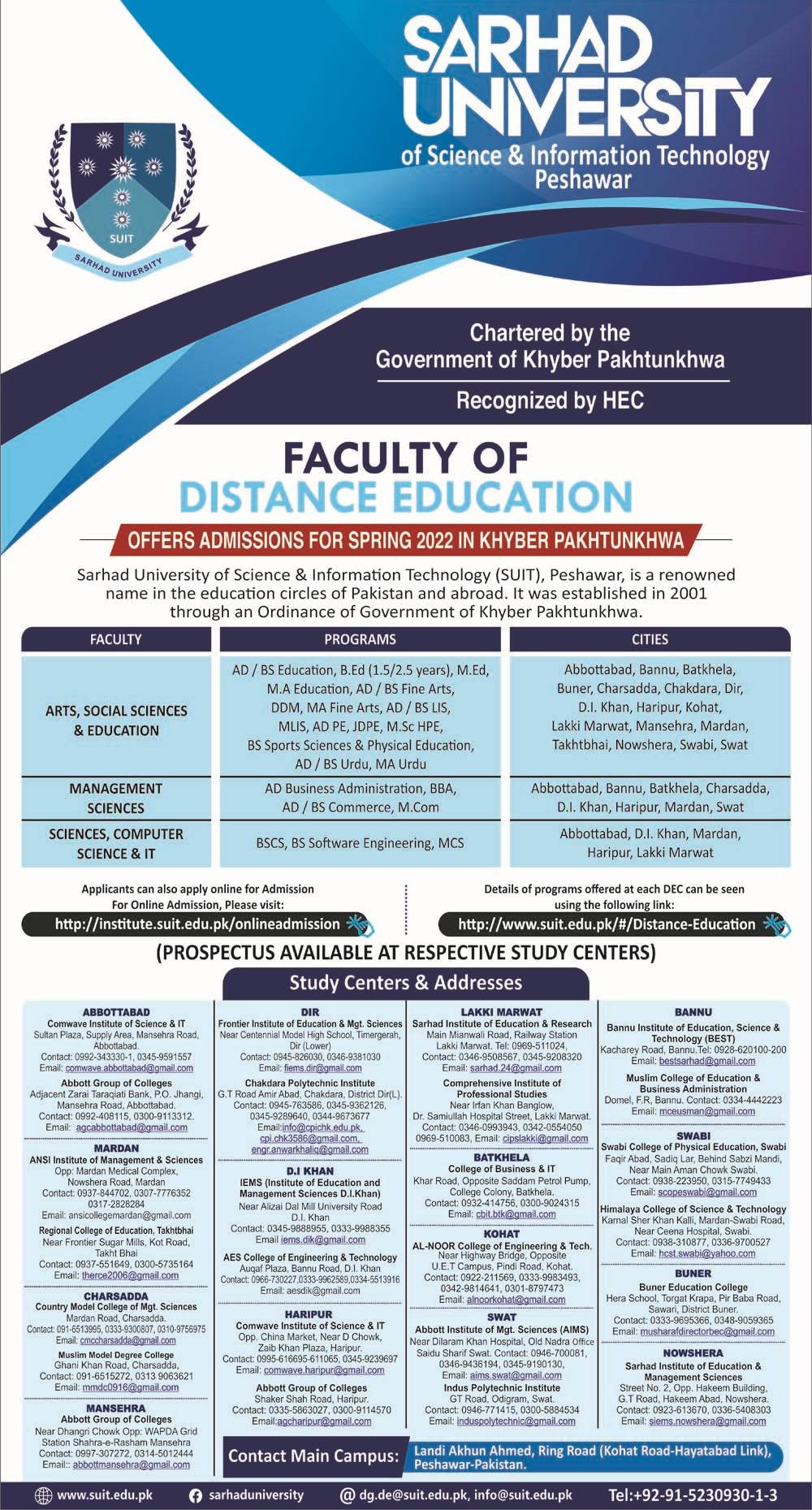 Sarhad University Admission 2022 in Distance Learning Programs