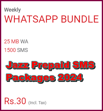Jazz Prepaid SMS & WhatsApp Packages 2024