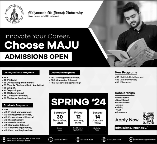 Mohammad Ali Jinnah University MAJU Karachi Admission 2024 in Spring Semester