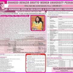 Shaheed Benazir Bhutto Women University Peshawar Admission 2022 in BS