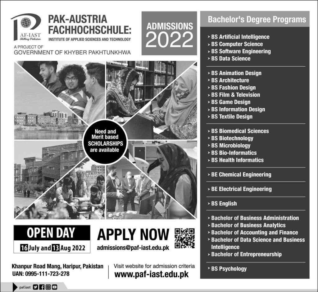 Pak Austria Fachhochschule Institute of Applied Sciences and Technology Admission 2022