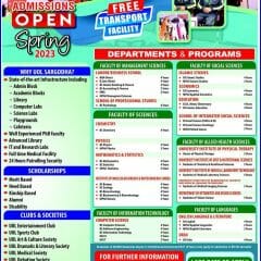 UOL Sargodha Campus Admission 2023 Schedule, Apply Online